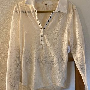 NWT Free People lace collared blouse